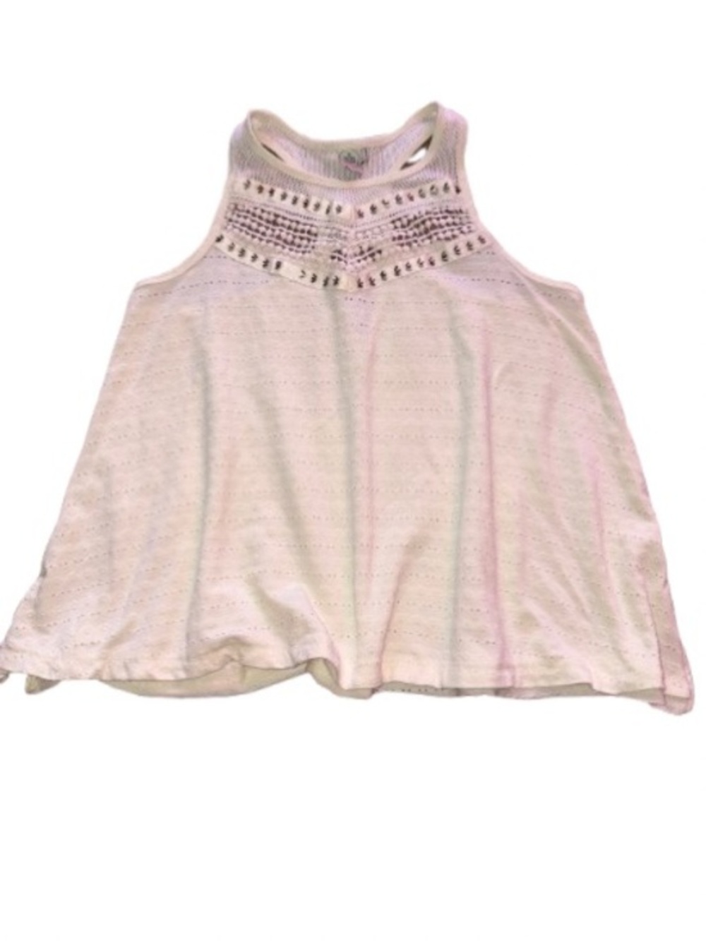 Paper Crane pale yellow Crochet Yoke Tank with beading size S